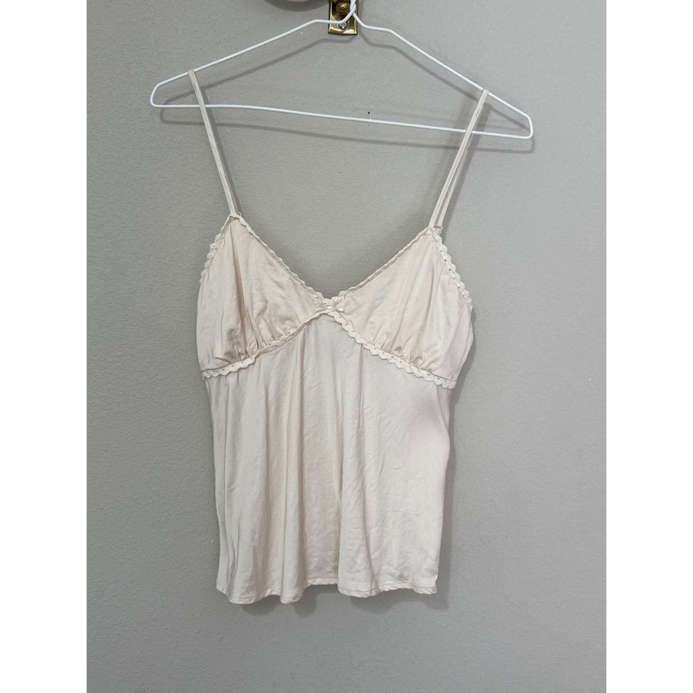 Band of the Free Camisole Top Womens Small Cream Lace Trim Boho Coquette Cami
